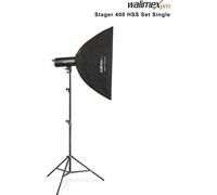 Walimex Pro Stager 400 HSS Set Single – Flash studio 400 Ws, récepteur 2,4 GHz, mode HSS, lumière LED, pour pros
