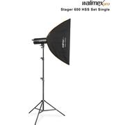 Walimex Pro Stager 600 HSS Set Single – Flash studio 600 Ws, récepteur 2,4 GHz, mode HSS, lumière LED, pour professionnels