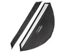 Walimex pro Studio Line Striplight SB QA - Softbox Lampe à Bande 40 x 120 cm de Profondeur 49,5 cm de Profondeur, avec Grille, diffuseur intérieur et extérieur, Anneau de Vitesse pour Flash de Studio