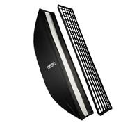 Walimex pro Studio Striplight Softbox 40 x 180 cm, Rotation à 360 °, Montage Facile grâce à la Fonction Parapluie, avec Grille, Masque, Adaptateur Bowens et Sac de Transport, idéal pour la