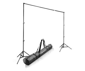 Walimex pro Système de fond de télescope L 120-307 cm - système de fond photo stable pour studio & mobile I pour photographie, vidéo & écran vert I pour toiles en papier & tissu I hauteur 102-256cm