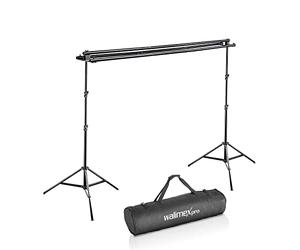 Walimex pro Système de fond triple 145-290cm I jusqu'à 3 écrans en papier et tissu I système de fond photo pour studio & mobile I pour la photographie, la vidéo et l'écran vert I hauteur jusqu'à 256cm