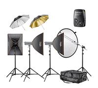 Walimex Pro VC excellence Studioset Classique 4.4.6 incl. 2x 400 Watt / 1x 600W support flash de studio / boîte à lumière / réflecteur parapluie / Déclencheur Flash / Light Stand / réflecteur / studio Trolley