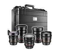 Walimex Pro VDSLR Fullframe Shooter objectif vidéo pour Nikon (incl. 14mm de Lens, 24mm, 35mm, 50mm, 85mm et étui de protection) noir