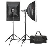 Walimex Pro VE Excellence 4.4 Kit de studio (incl. 2x flashs de studio 400 W avec récepteur intégré, 2x trépieds de lampe, réflecteur et déclencheur)