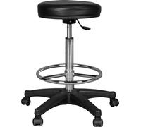 Walimex Tabouret roulant avec assise rembourrée noire, hauteur réglable, charge maximale 120 kg, hauteur d’assise 65 à 87 cm, rotation 360°, tabouret de bureau, tabouret pivotant