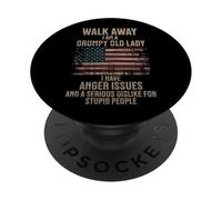Walk Away I Am A Grumpy Old Lady Funny Femme PopSockets PopGrip Adhésif