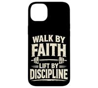 Walk by Faith Christian Prayer Gym Workout Haltérophilie Coque pour iPhone 14 Plus