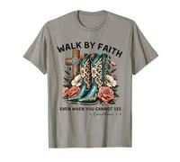 Walk by Faith Not by Sight Bottes de Cowboy Western Christian T-Shirt