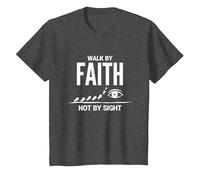 Walk by Faith Not by Sight Citation chrétienne inspirante T-Shirt, Enfant, Chiné Foncé, 2 Ans