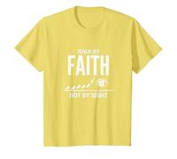 Walk by Faith Not by Sight Citation chrétienne inspirante T-Shirt, Enfant, Citron, 8 Ans