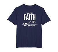 Walk by Faith Not by Sight Citation chrétienne inspirante T-Shirt, Homme Grandes Tailles, Bleu Marine, 2X Tall