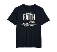 Walk by Faith Not by Sight Citation chrétienne inspirante T-Shirt, Homme Grandes Tailles, Noir, 4X Tall