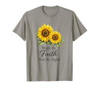 Walk Faith Not by Sight Tournesol Faith Beau Verset T-Shirt
