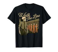 Walk The Line Motif Squelette de Gardien de Prison Humour T-Shirt