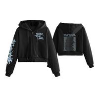 Walk The Line Sweat à Capuche en Coton WorldTour Support Merch Unisexe avec Fermeture éclair(B Black,2XL)