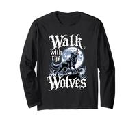 Walk with The Wolves Alpha Y2K Wolf Meme Fearless Alpha Girl Manche Longue