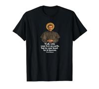 Walk with Your Feet on Earth T-Shirt imprimé Saint John Bosco T-Shirt Graphique avec Valeur