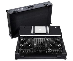 Walkasse Pro FLX-10 W LTS Black - Flight Case Noir à Roues Compatible avec DDJ-FLX10 de Pioneer DJ, Finition Hexagonale en Nid d'abeille, Porte d'accès Avant, Support pour Laptop, Serrures Papillon