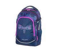 Walker 42046-072 - Sac à dos scolaire Fame Magic Dragonfly avec 3 compartiments, poches latérales et effet lumineux, rembourrage dorsal, bretelle et sangle de poitrine réglables