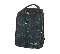 Walker 42125-363 - Sac à dos Elite Green Polygon avec 2 compartiments, poche arrière zippée, rembourrage dorsal, système de portage réglable en hauteur et sangles réglables