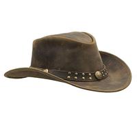Walker and Hawkes - Chapeau Brisbane - Cuir de Vachette - Outback - Bicolore - Marron foncé - XL (60cm)