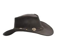 Walker and Hawkes - Chapeau de Cowboy - à Conchos - Cuir de Vachette - Outback - Marron foncé - Large (59cm)