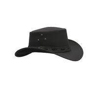 Walker and Hawkes - Chapeau imperméable - Cuir de Vachette - Outback - Noir - 2XL (61cm)