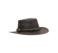 Walker and Hawkes - Chapeau Traveller - Galon tressé - Cuir de Vachette - Outback - Marron - Large (59cm)