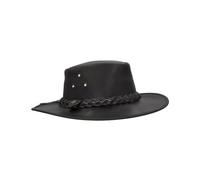 Walker and Hawkes - Chapeau Traveller - Galon tressé - Cuir de Vachette - Outback - Noir - XS (56cm)