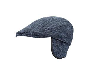 Walker and Hawkes - Edward - Unisexe Harris Tweed Casquette Plate - Cache-Oreilles rabattables - Bleu Nuit - M (58cm)