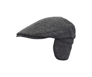 Walker and Hawkes - Edward - Unisexe Harris Tweed Casquette Plate - Cache-Oreilles rabattables - Gris Métallisé - M (58cm)