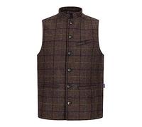 Walker and Hawkes - Men's Abraham Moon Tweed Nehru Waistcoat - Oak Brown - 3X-Large