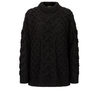 Walker and Hawkes - Merston - Pull Femme Tressé à col Rond en Laine mérinos - Noir - L EU 44-46 (UK 16-18)