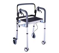 Walker Cadre de marche pliable léger avec siège rembourré à 4 roues, aide la for personnes âgées réglable en hauteur, utilisation intérieur et extérieur, tout va bien