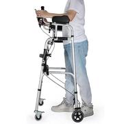 Walker De Mobilité Rollator Rectangiste Pliant Walker Droit Avec Support Du Bras, Roues, Plaque De Siège, Cadre De Marche Réglable En Hauteur