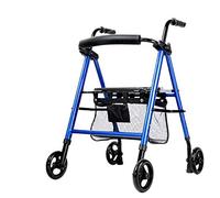 Walker, déambulateur de transport pour fauteuil roulant électrique avec siège et roues - déambulateur pliant et chaise de transport, bleu