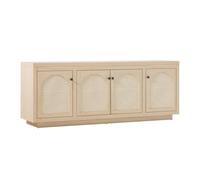 Walker Edison Sasha Meuble TV de 70", buffet, buffet avec portes en rotin, armoire avec gestion des cordons, 45,7 cm de profondeur x 68,6 cm de haut, chêne côtier