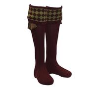 Walker & Hawkes - Chaussettes de chasse - homme - à carreaux/garters assortis - Fougère/rouge brique - M