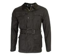 Walker & Hawkes - Veste cirée classique pour homme - ceinture/4 poches/imperméable - style motard - vert olive - XL