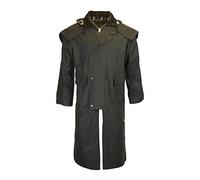 Walker & Hawkes - Veste cirée Longue Stockman - Unisexe - Style Cape - Capuche - Vert Olive - 3XL