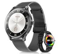 WalkerFit Montre Connectée Femme 2025, Écran AMOLED 42mm Ultra-Fine & Légère, Charge Magnétique, Appels Bluetooth, IP68 Étanche, 120 Modes Sportifs, Fréquence Cardiaque, Sommeil pour Android iOS(Noir)