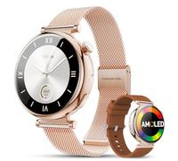 WalkerFit Montre Connectée Femme, Smartwatch AMOLED 34MM Format Mini avec Appel Bluetooth, Ronde Montre Sport Femme avec Fonction Féminine/120+ Modes Sport/Sommeil/Podometre pour Android iOS, Or Rose