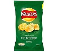 Walkers sel et vinaigre Chips 25 G X 6 Par Pack (Lot de 6)