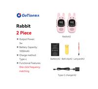 Walkie GT-168 2Pcs Kids Walkie Talkie,Rabbit(2 pcs)