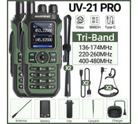 walkie-talkie UV-21 PRO V2,longue portée,sans fil,fréquence de copie type-c,Tri bande,puissant,étanche,Radio bidirectionnelle,2 pièces - Type GR Add H-48CM-EURO