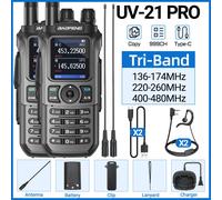walkie-talkie UV-21 PRO V2,longue portée,sans fil,fréquence de copie type-c,Tri bande,puissant,étanche,Radio bidirectionnelle,2 pièces - Type Grey Add H-771-EURO