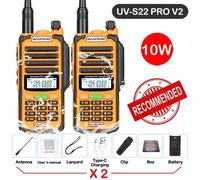 walkie-talkie UV S22 PRO V2 10W IP68,double bande 136-174/400-520MHz,50KM,Radio longue portée améliorée de UV5R UV9R S22,2 paquets - Type -V2-10W-Orange 2-Usb plug