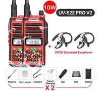 walkie-talkie UV S22 PRO V2 10W IP68,double bande 136-174/400-520MHz,50KM,Radio longue portée améliorée de UV5R UV9R S22,2 paquets - Type -V2-10W-Red 2-Usb plug
