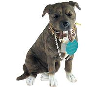 Walkies 19 cm Staff - Brown Staffordshire Bull Terrier Dog Ornament Figurine by L&P